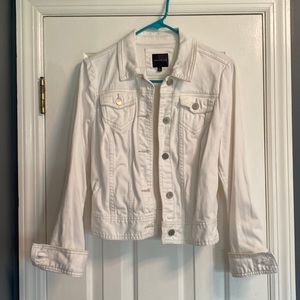Woman’s white jean jacket from The Limited